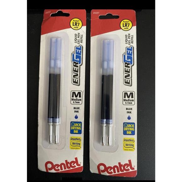Pentel Refill Ink for EnerGel and Lancelot Gel Pen, 0.7mm Metal Tip Blue Ink (4) - Picture 1 of 1